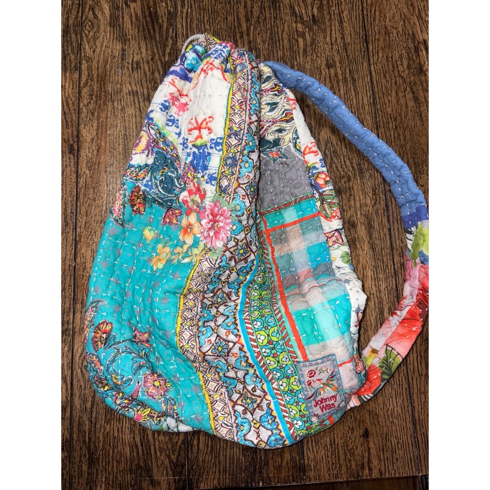 Johnny Was Quilted Patchwork Drawstring Bag - Picture 3 of 5